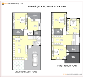 1250 sqft 25'x 50' Floor Plan for your dream Home