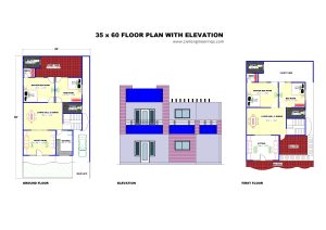 35 x 60 Floor Plan with Elevation AutoCAD & PDF Download