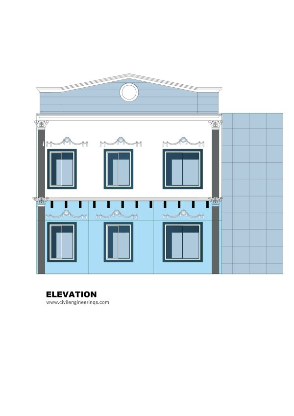 40 x 60 Floor Plan with Elevation AutoCAD -1 - Civil Engineering QS