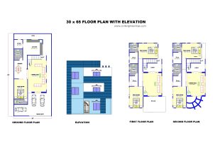30 x 65 Floor Plan with Elevation AutoCAD & PDF Download