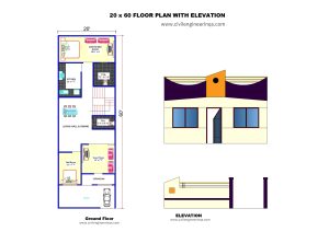 20 X 60 Floor Plan With Elevation AutoCAD & PDF Download