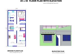 20 X 40 Floor Plan With Elevation AutoCAD & PDF Download