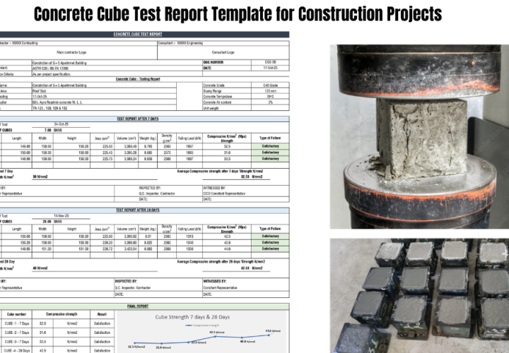 Concrete Cube Test Report Template for Construction Projects