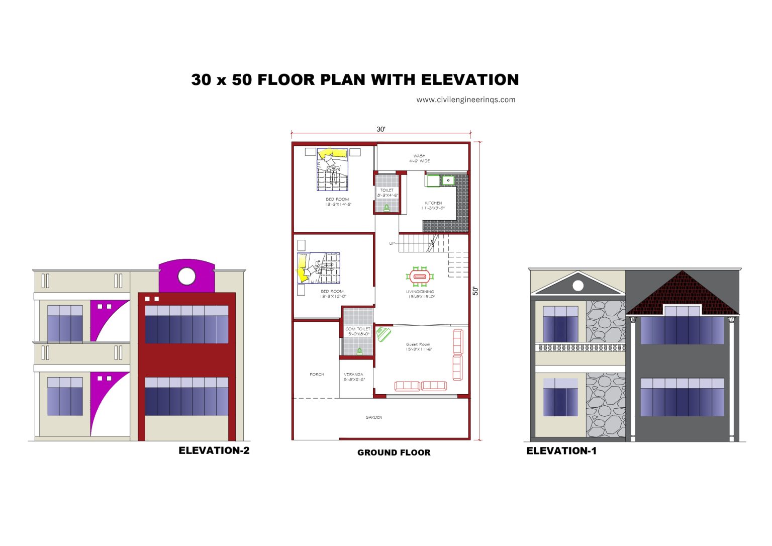 Simple Two story House Floor plan AutoCAD & PDF Download - Civil ...