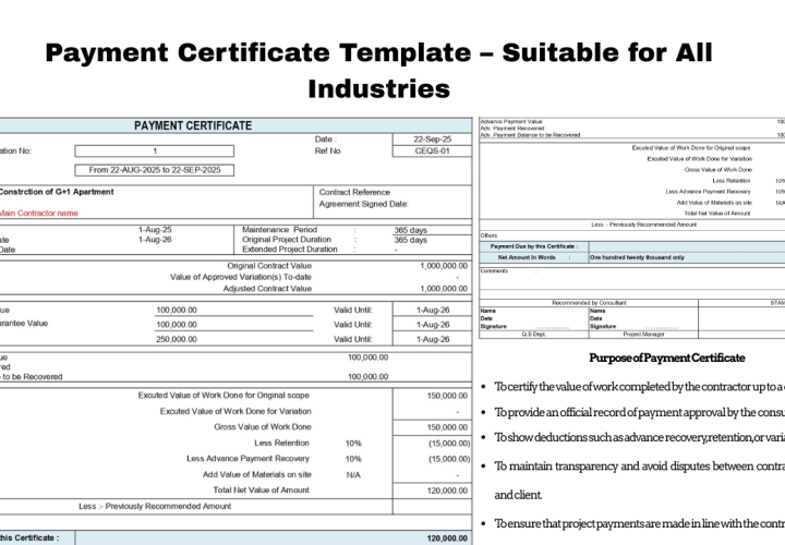 Payment Certificate Template – Suitable for All Industries