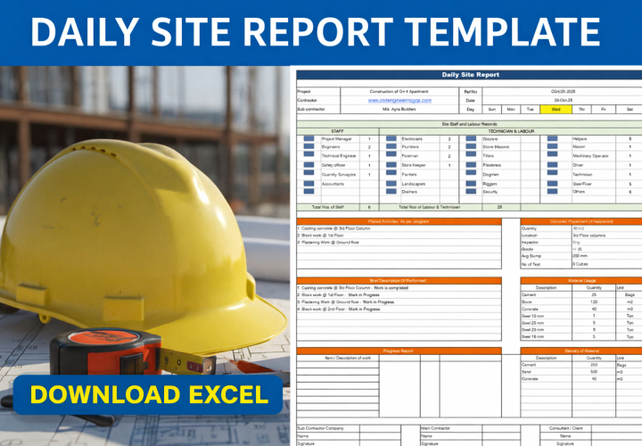 Daily Site Report Template -2 for Construction Projects