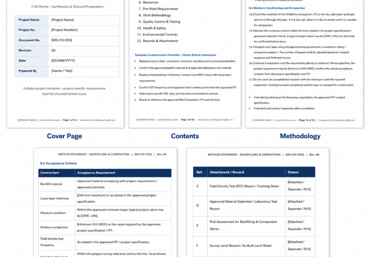 Method Statement for Backfilling & Compaction Works – Editable Word Template